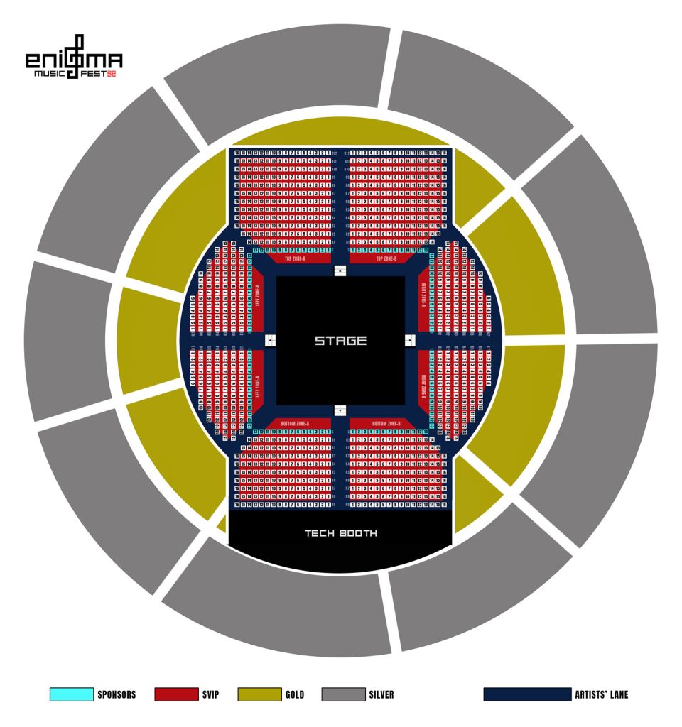 Enigma Music Festival Seat Layout with Artists Lane